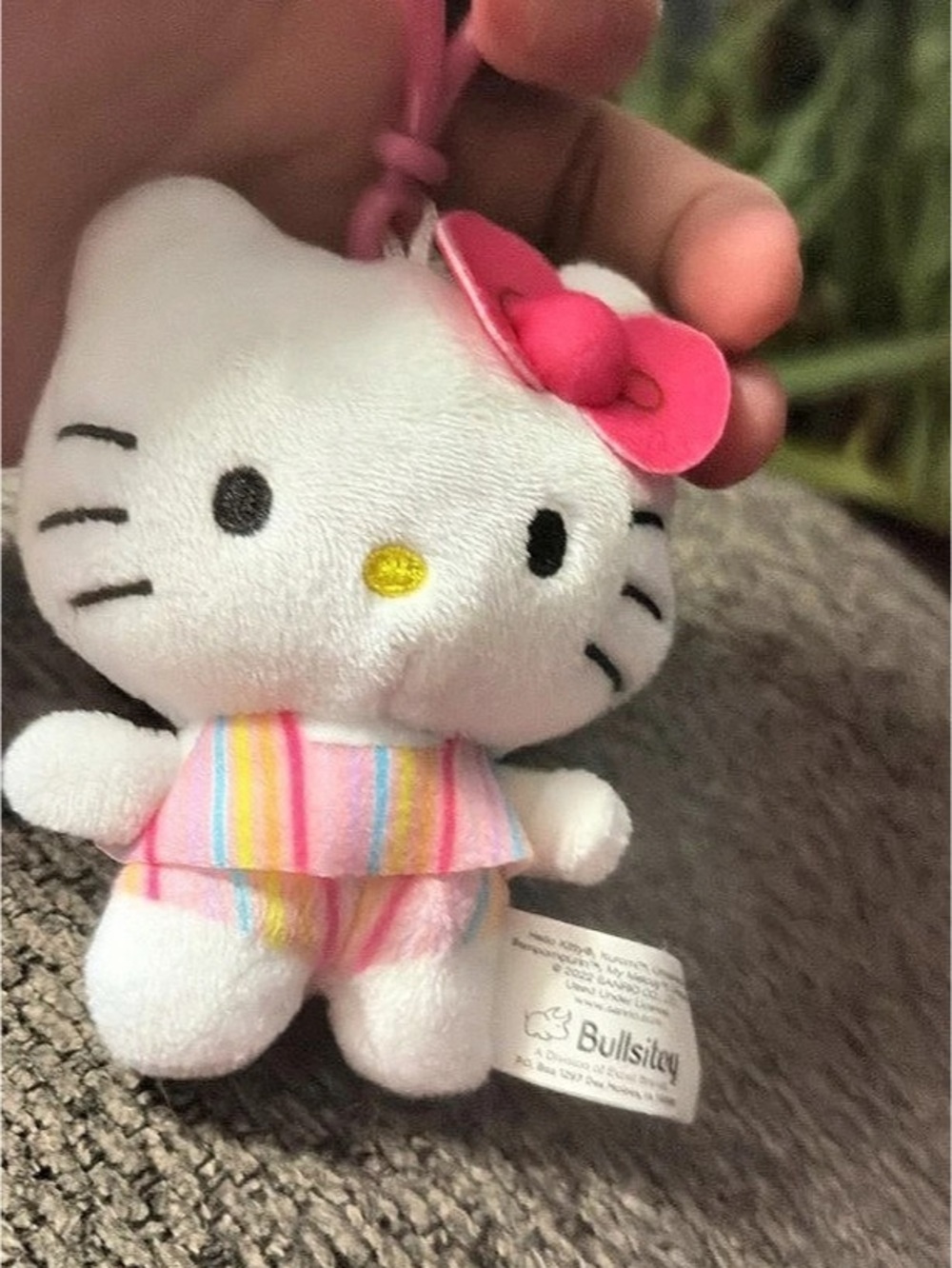 Sanrio Hello Kitty Tropical Series Plush Dangler Keychain White & Pink